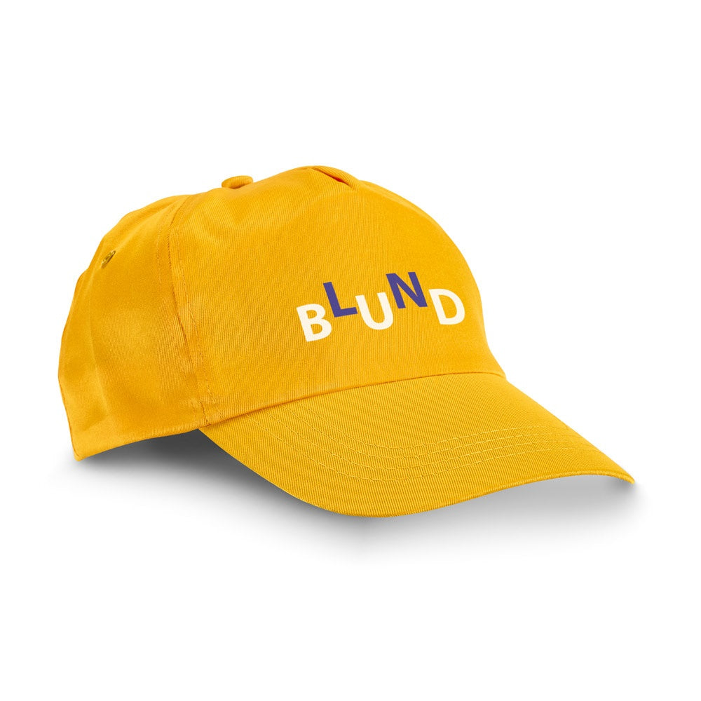CAMPBEL promotional cap in yellow with custom logo branding