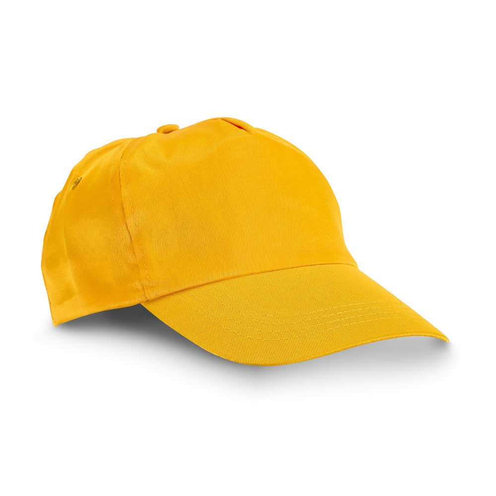 CAMPBEL promotional cap in yellow with custom logo branding