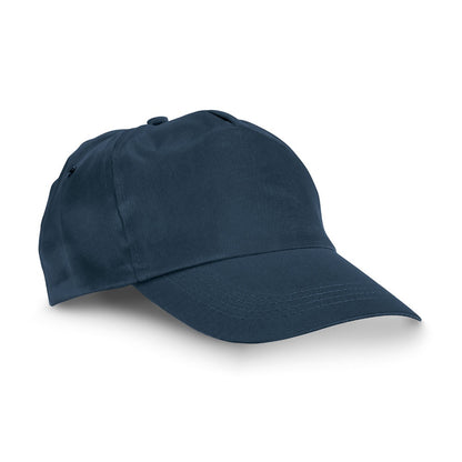 CAMPBEL promotional cap in navy blue with custom logo branding
