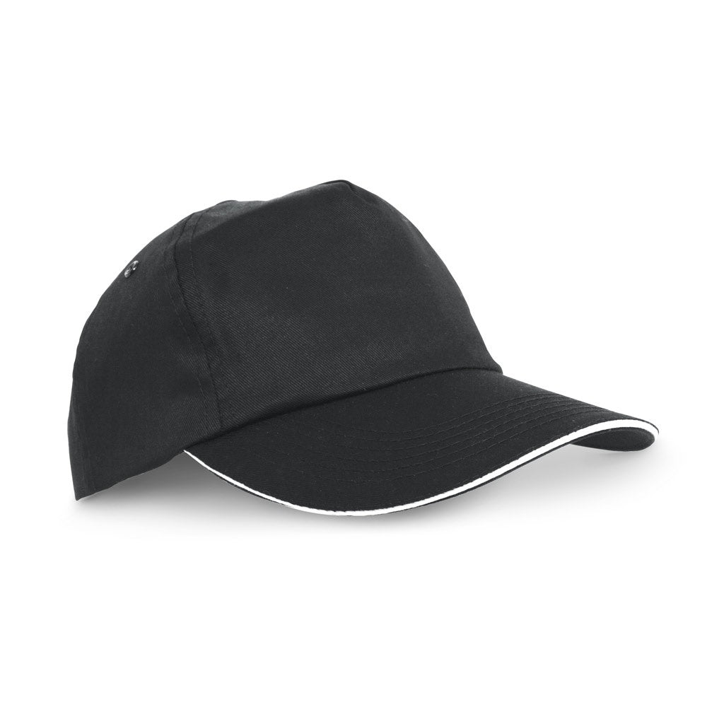 CLAIRE promotional hat in black with custom logo branding