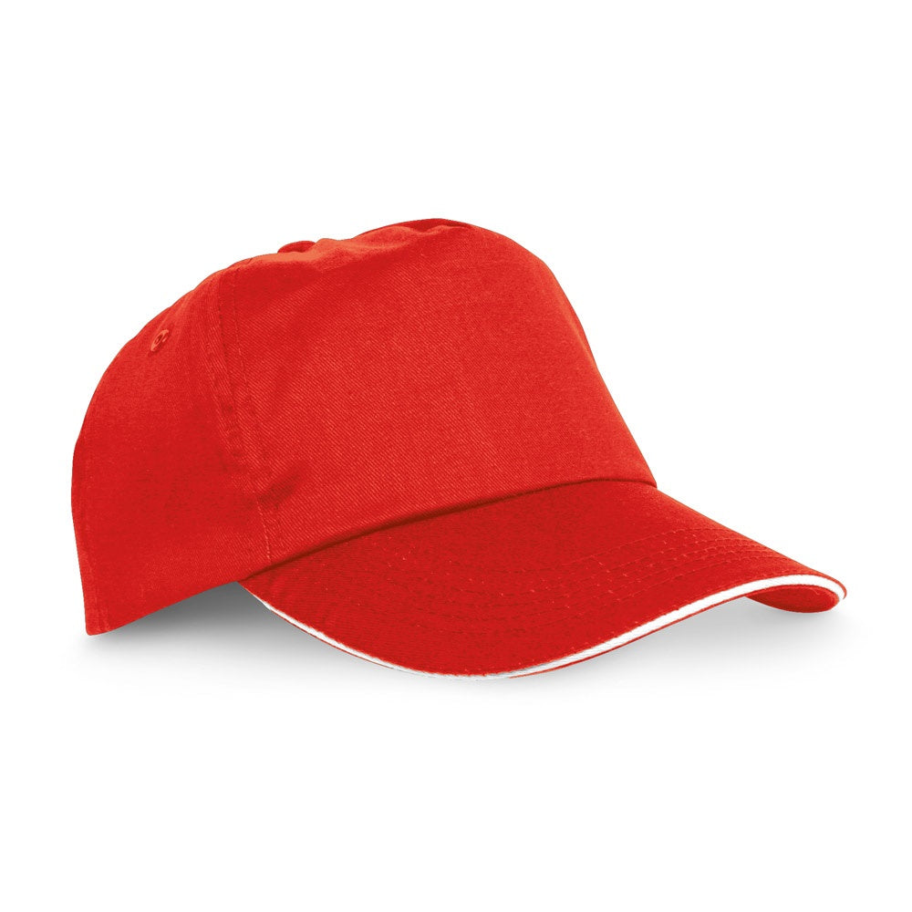 CLAIRE promotional hat in red with custom logo branding