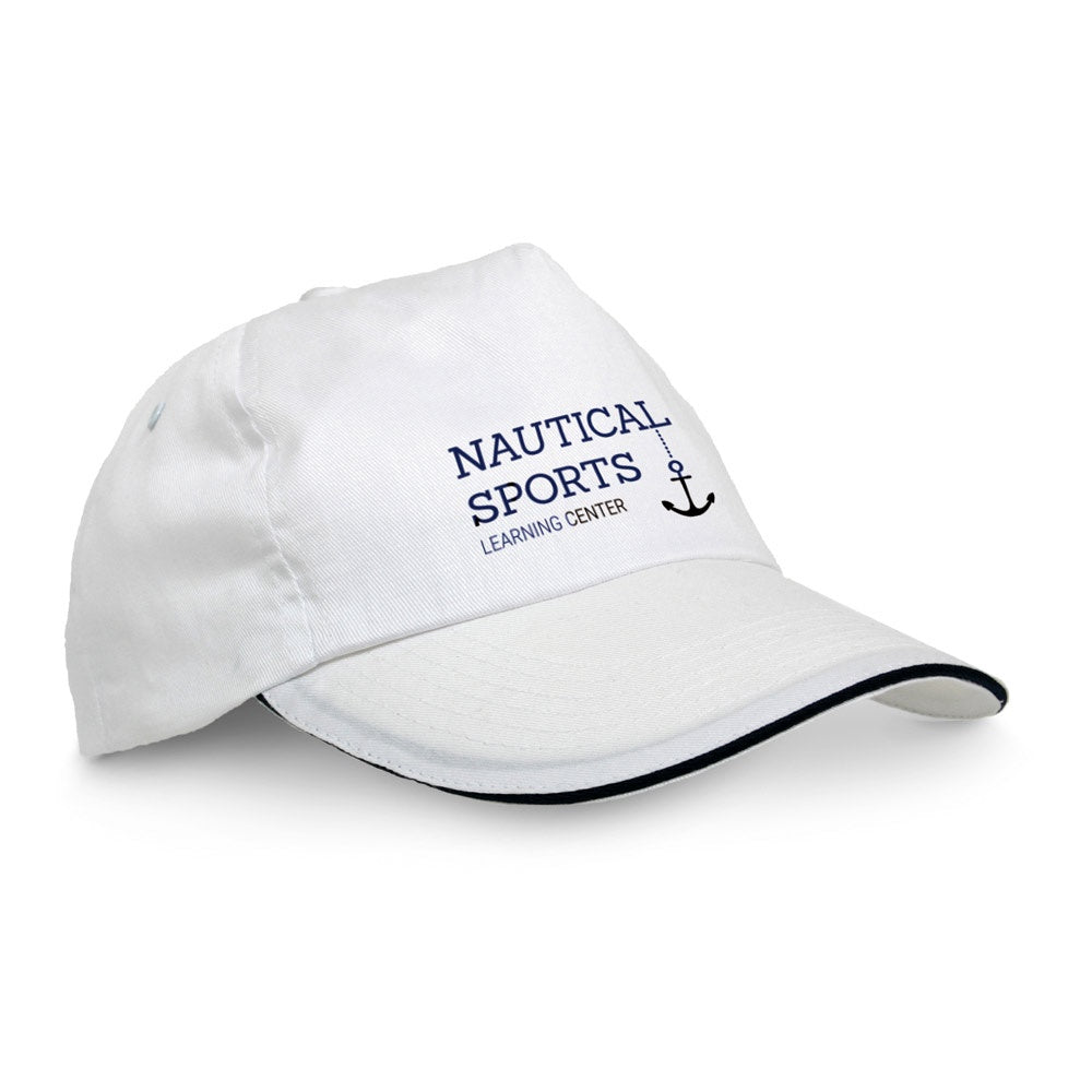 CLAIRE promotional hat in white with custom logo branding