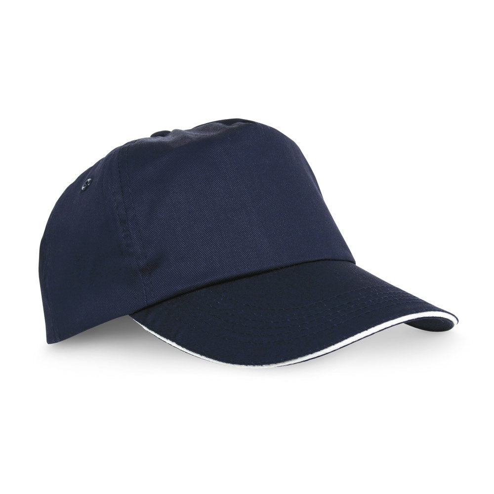 CLAIRE promotional hat in navy blue with custom logo branding