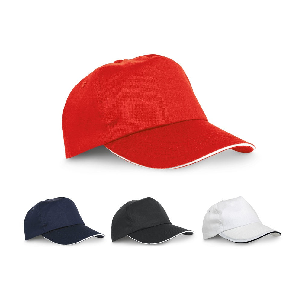 CLAIRE promotional hat (complete set view) with custom logo branding