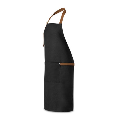 VESPER promotional workwear garment in black (detail view) with custom logo branding