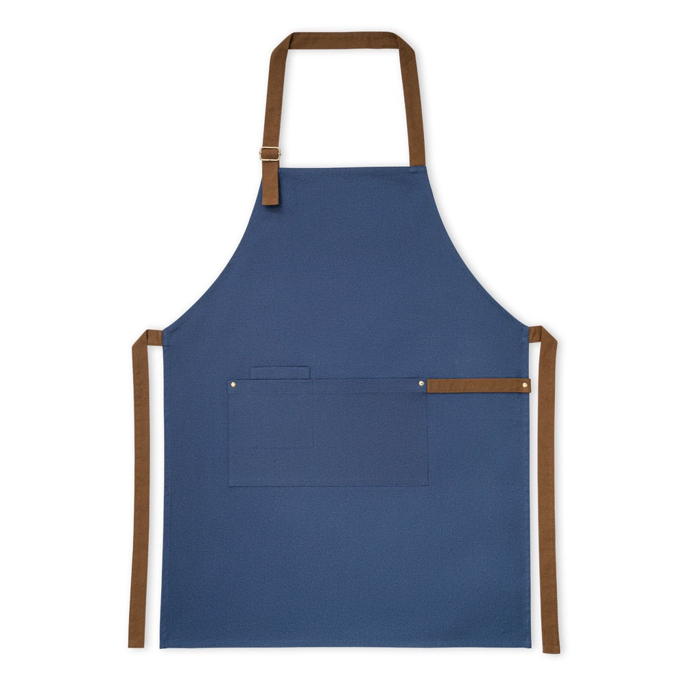 VESPER promotional workwear garment in blue (detail view) with custom logo branding