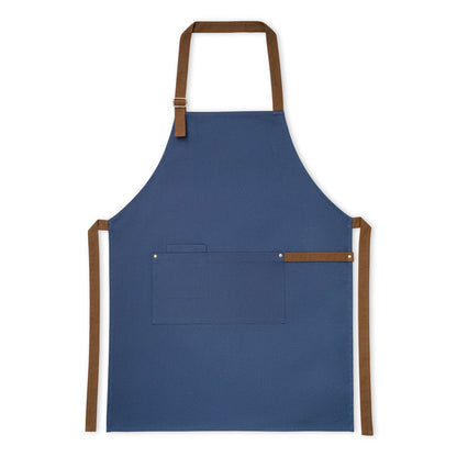 VESPER promotional workwear garment in blue (detail view) with custom logo branding