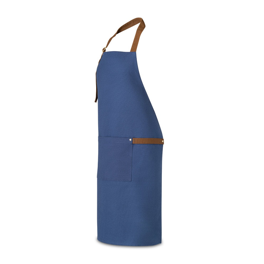 VESPER promotional workwear garment in blue (detail view) with custom logo branding