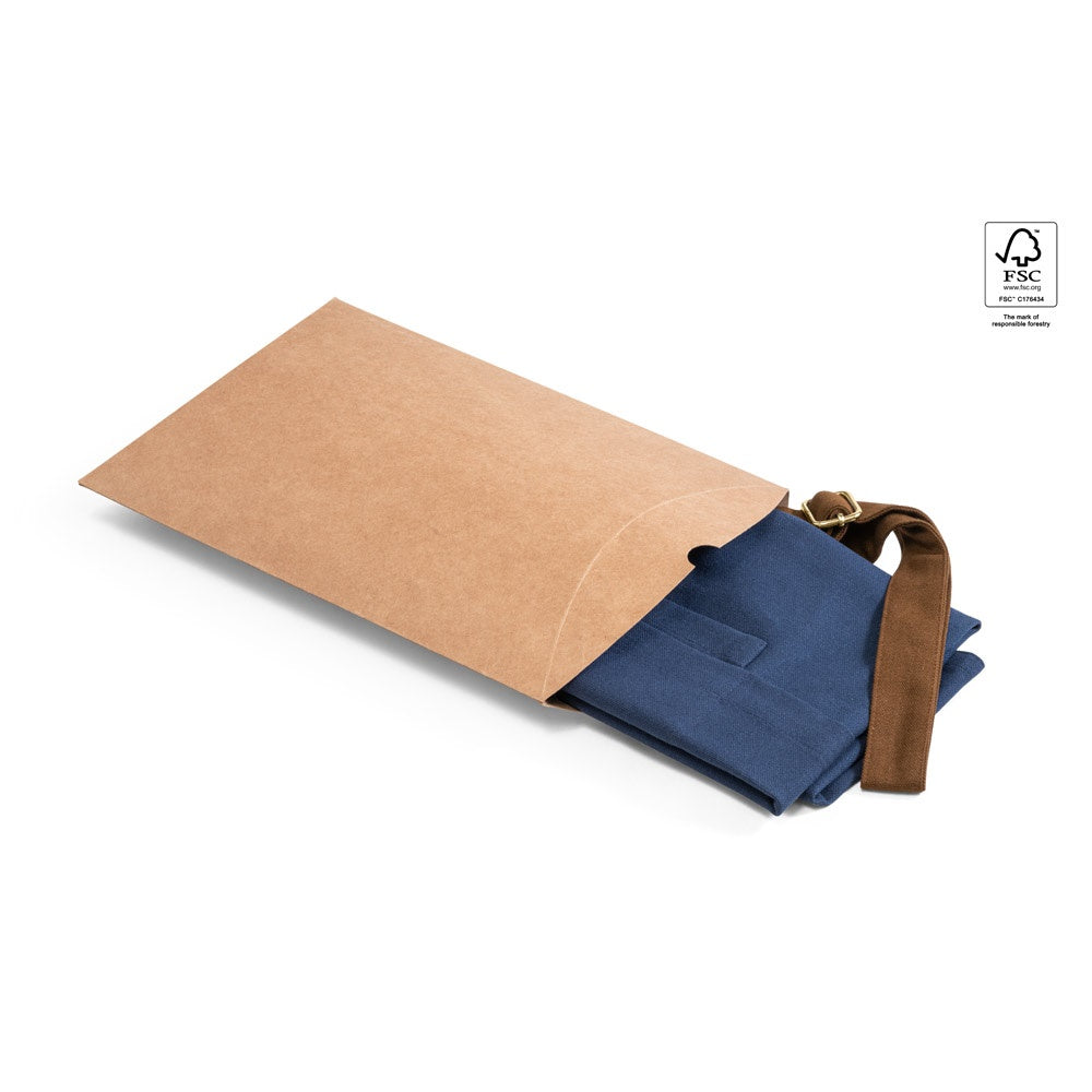 VESPER promotional workwear garment in blue (detail view) with custom logo branding