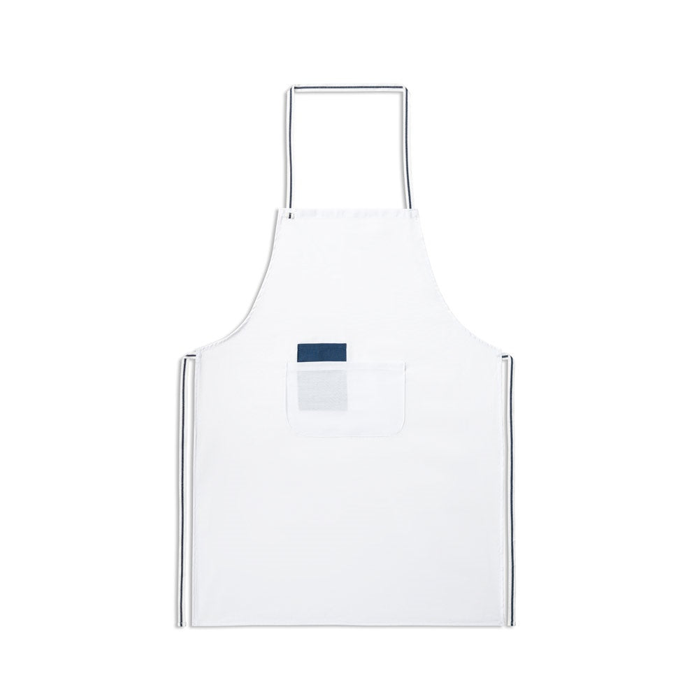 CHIVES promotional workwear garment in white (detail view) with custom logo branding