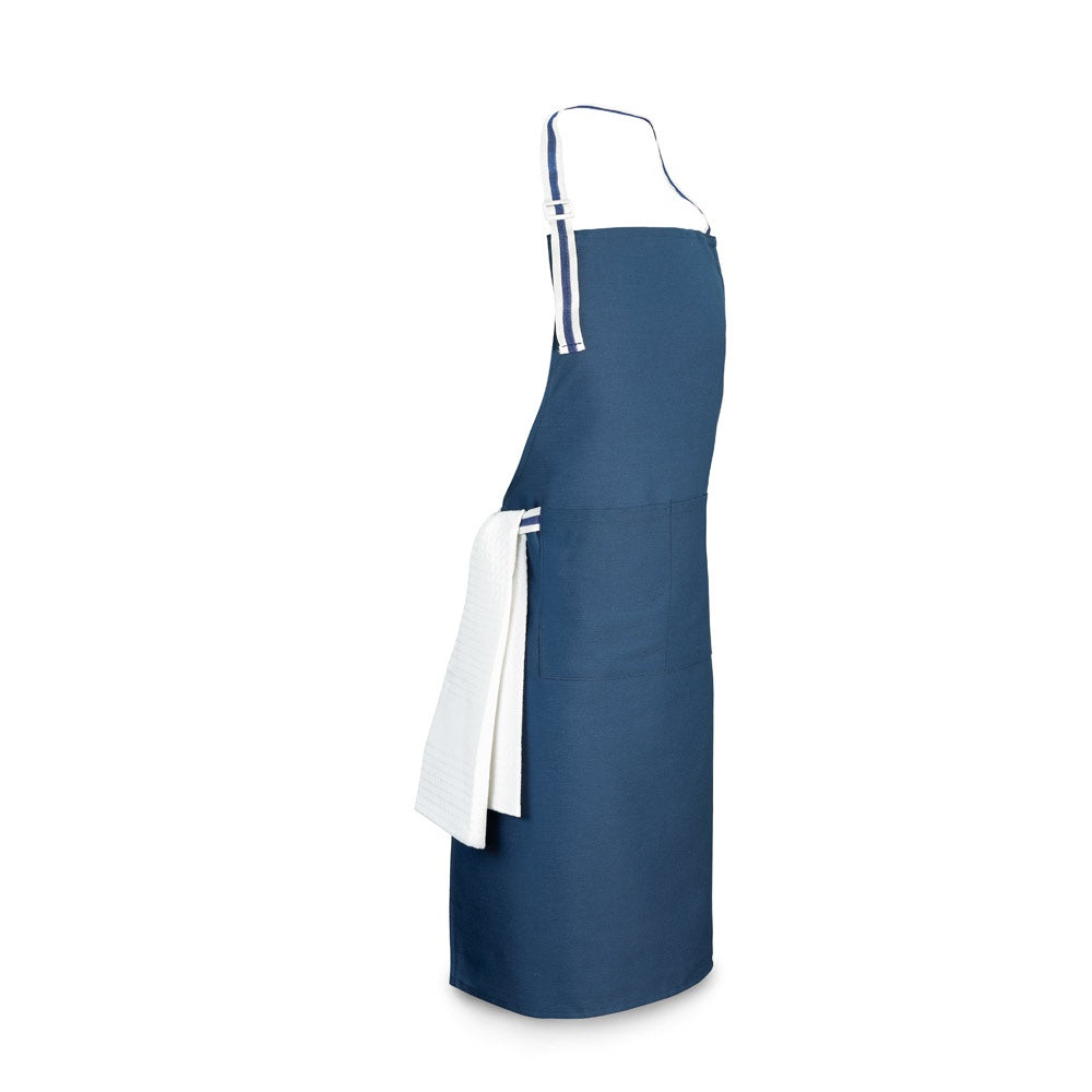 GINGER promotional workwear garment in blue (detail view) with custom logo branding