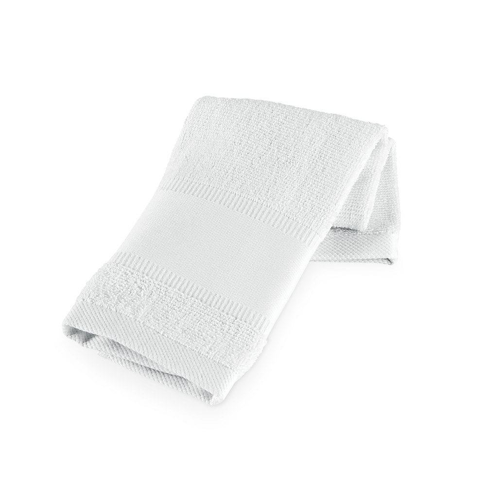 CANCHA promotional towel in white with custom logo branding