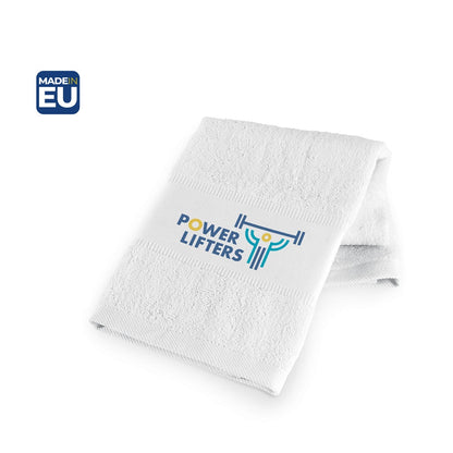 GEHRIG promotional towel (complete set view) with custom logo branding