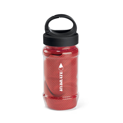 ARTX PLUS promotional towel in red with custom logo branding