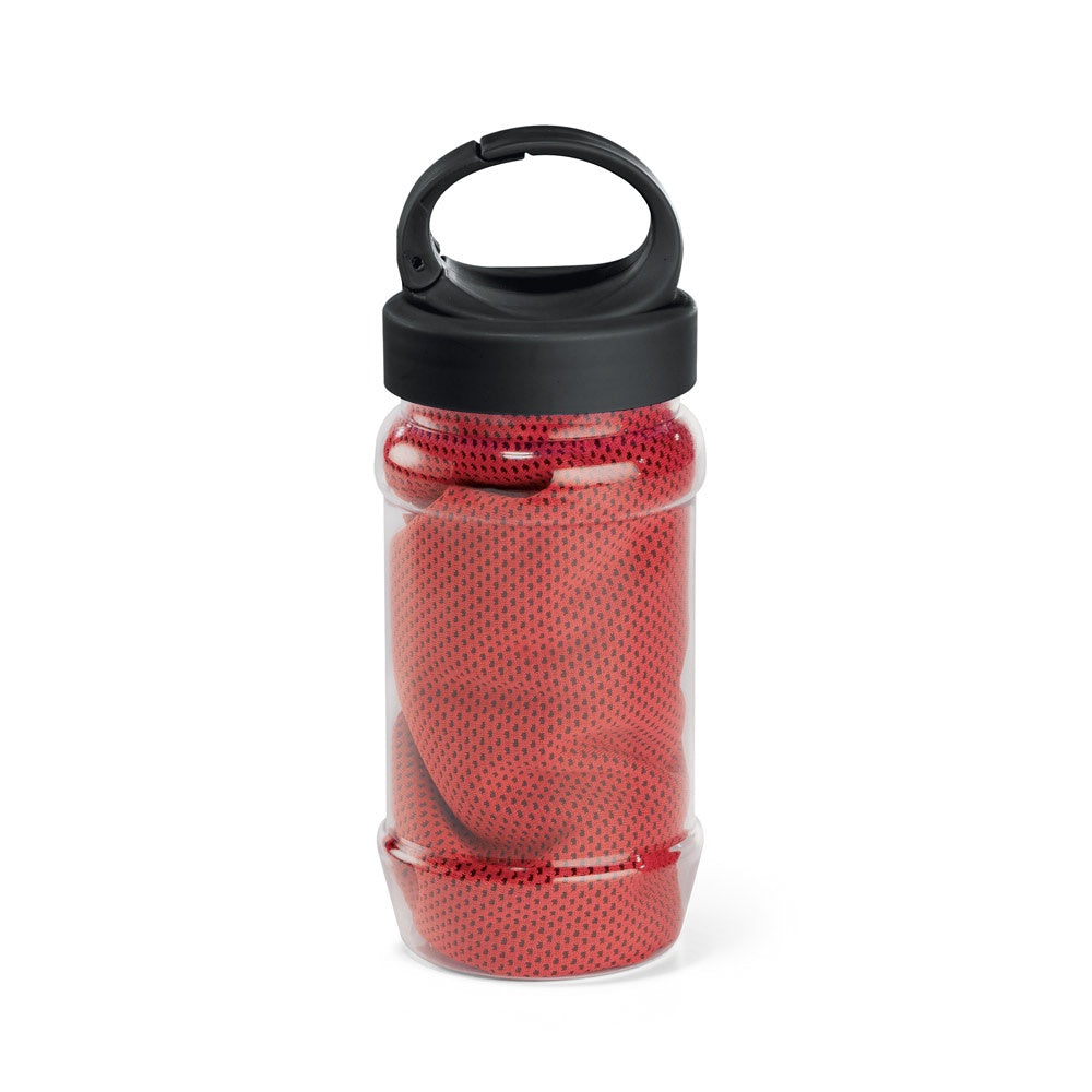 ARTX PLUS promotional towel in red with custom logo branding