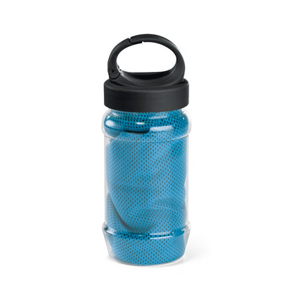 ARTX PLUS promotional towel in light blue with custom logo branding