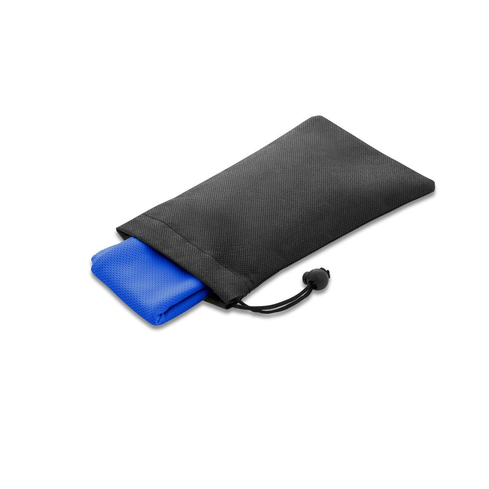 BERNAL promotional towel in royal blue with custom logo branding