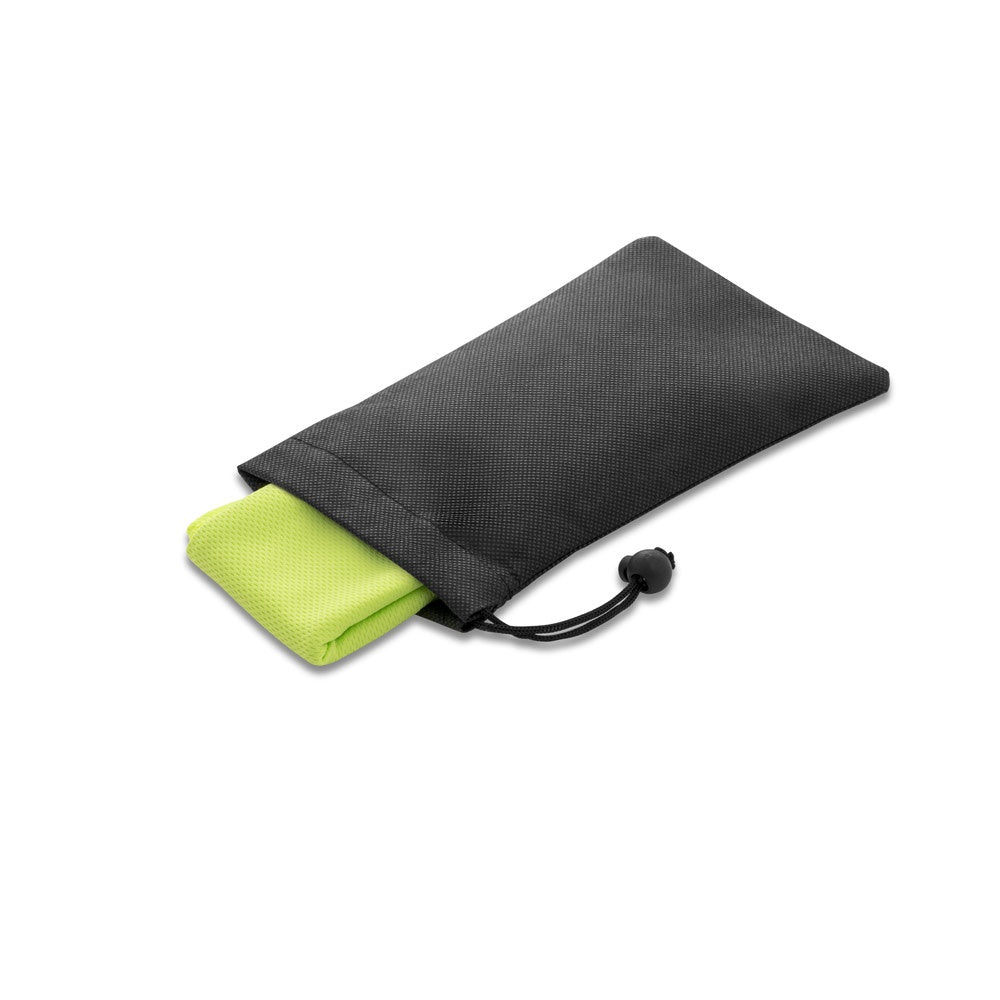 BERNAL promotional towel in light green with custom logo branding