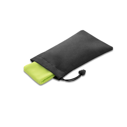 BERNAL promotional towel in light green with custom logo branding