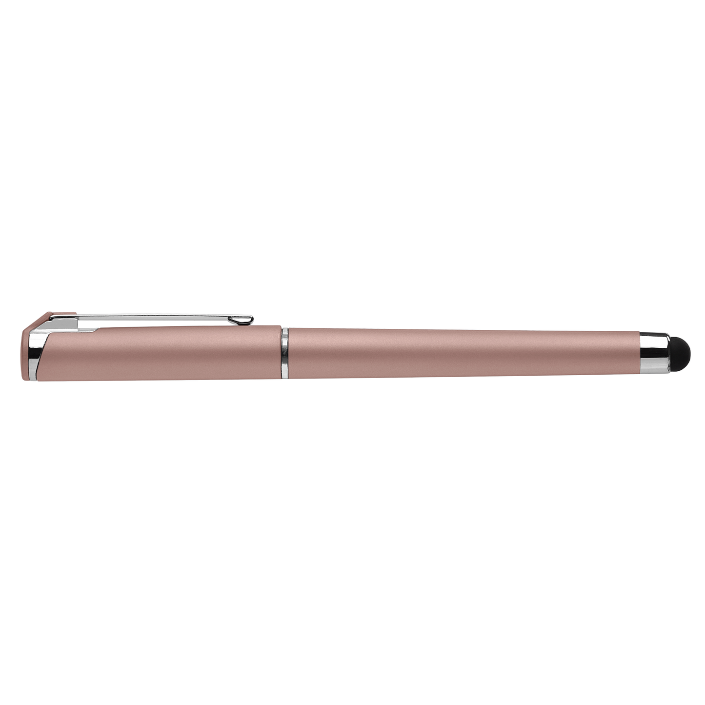 Islander Gel Softy Metallic with Stylus promotional pen in rose gold printed with your company logo