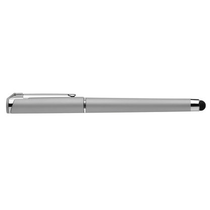 Islander Gel Softy Metallic with Stylus promotional pen in silver printed with your company logo
