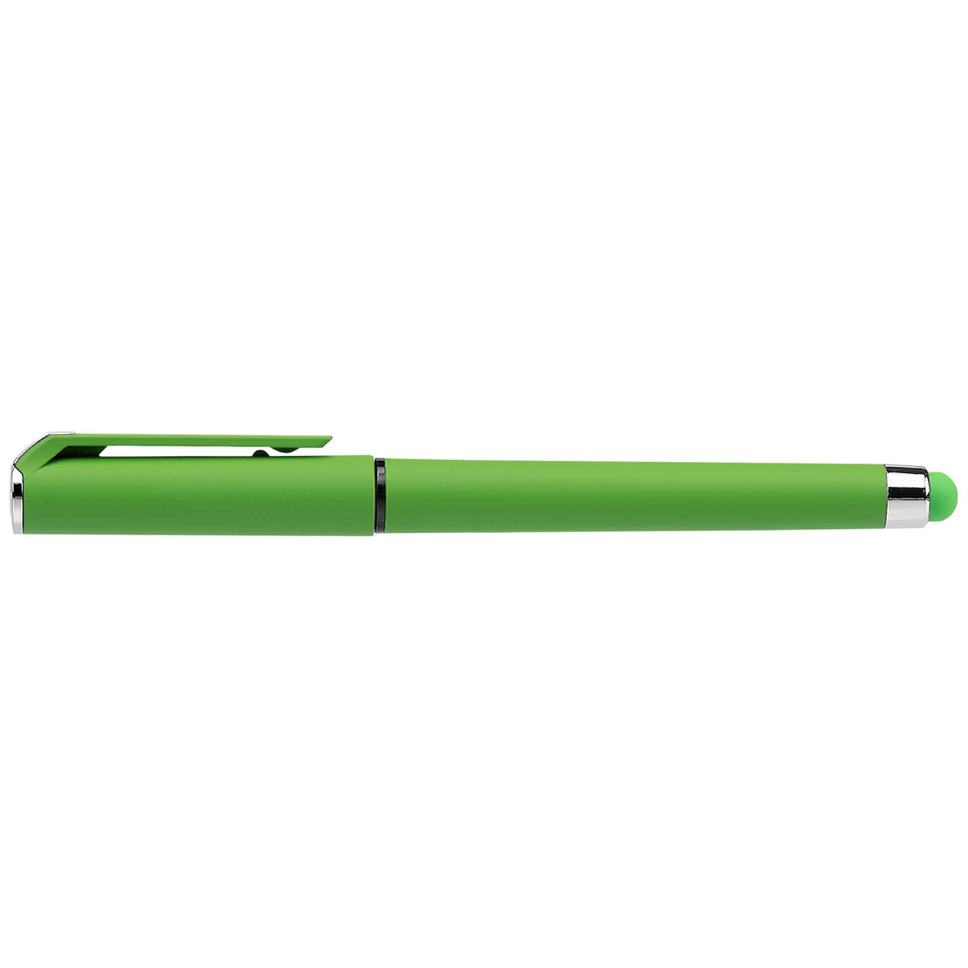 Islander Softy Brights Gel with Stylus promotional pen in green printed with your company logo