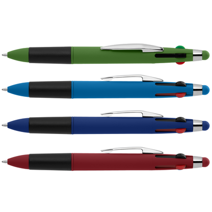 Quattro Softy Multi Ink with Stylus promotional pen in assorted colours printed with your company logo