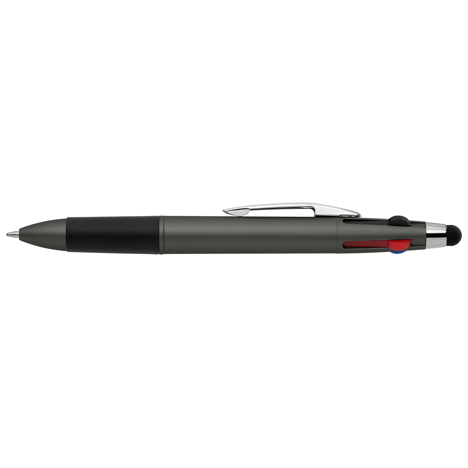 Quattro Softy Metallic Multi Ink with Stylus promotional pen in gunmetal printed with your company logo