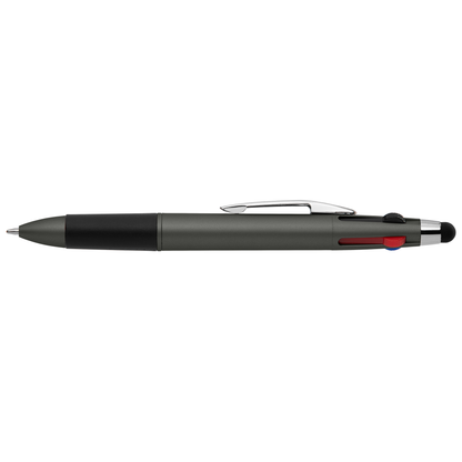 Quattro Softy Metallic Multi Ink with Stylus promotional pen in gunmetal printed with your company logo