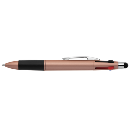 Quattro Softy Metallic Multi Ink with Stylus promotional pen in gold printed with your company logo