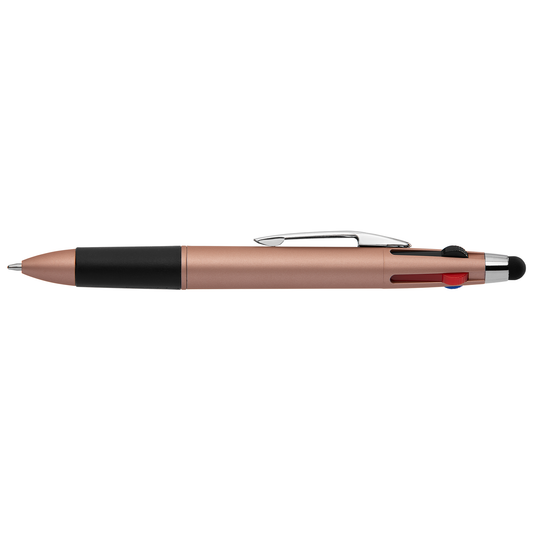 Quattro Softy Metallic Multi Ink with Stylus promotional pen in gold printed with your company logo