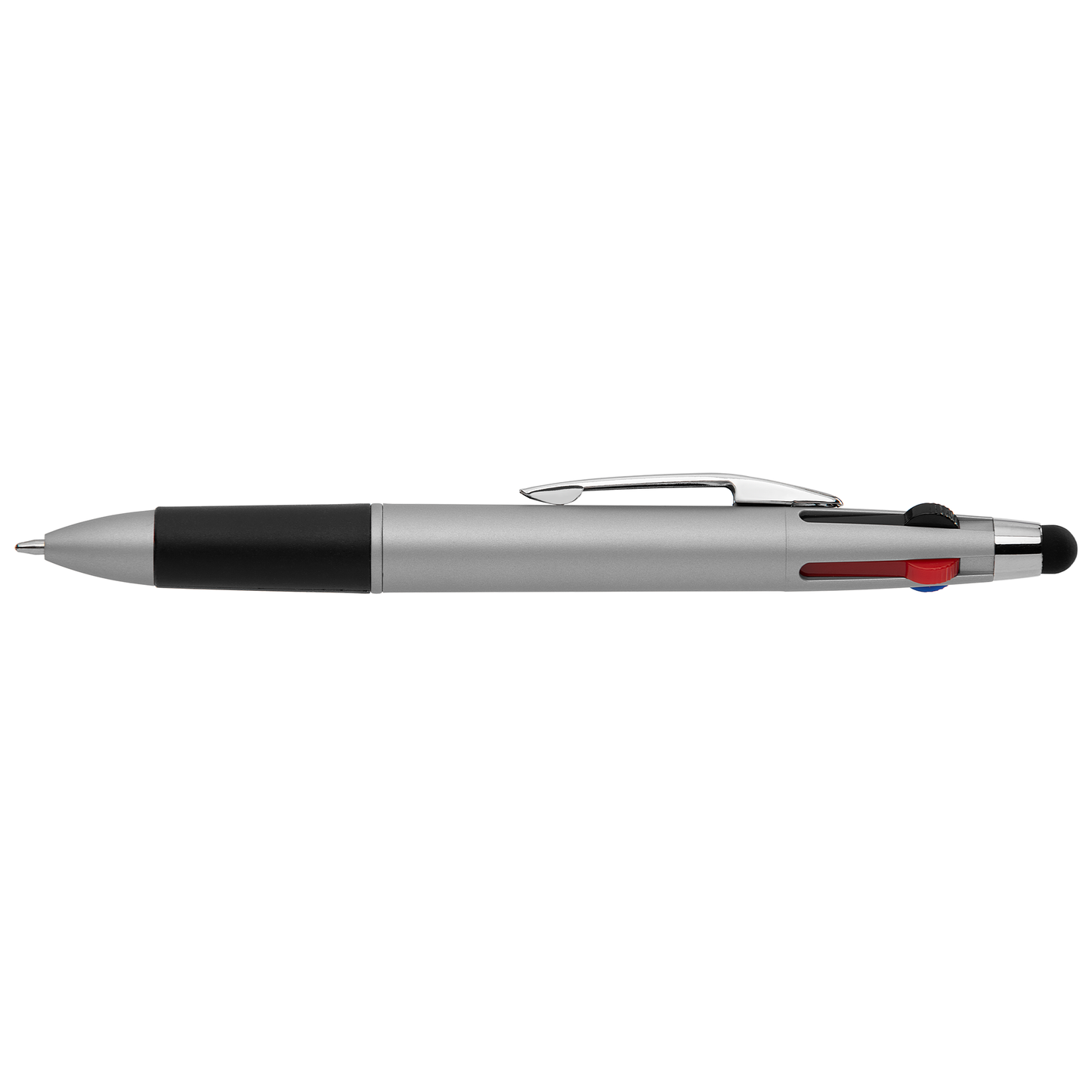 Quattro Softy Metallic Multi Ink with Stylus promotional pen in silver printed with your company logo