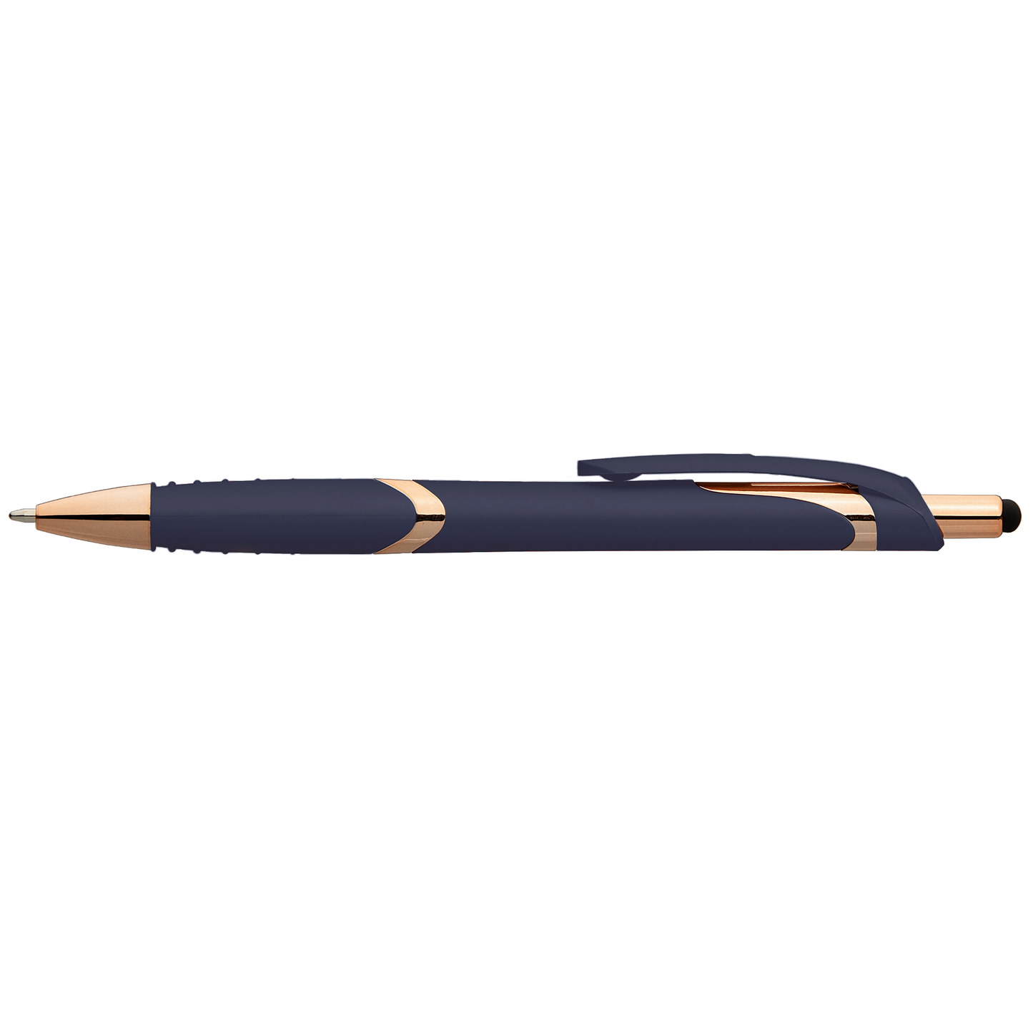 Joplin Softy Rose Gold with Stylus promotional pen in navy blue printed with your company logo