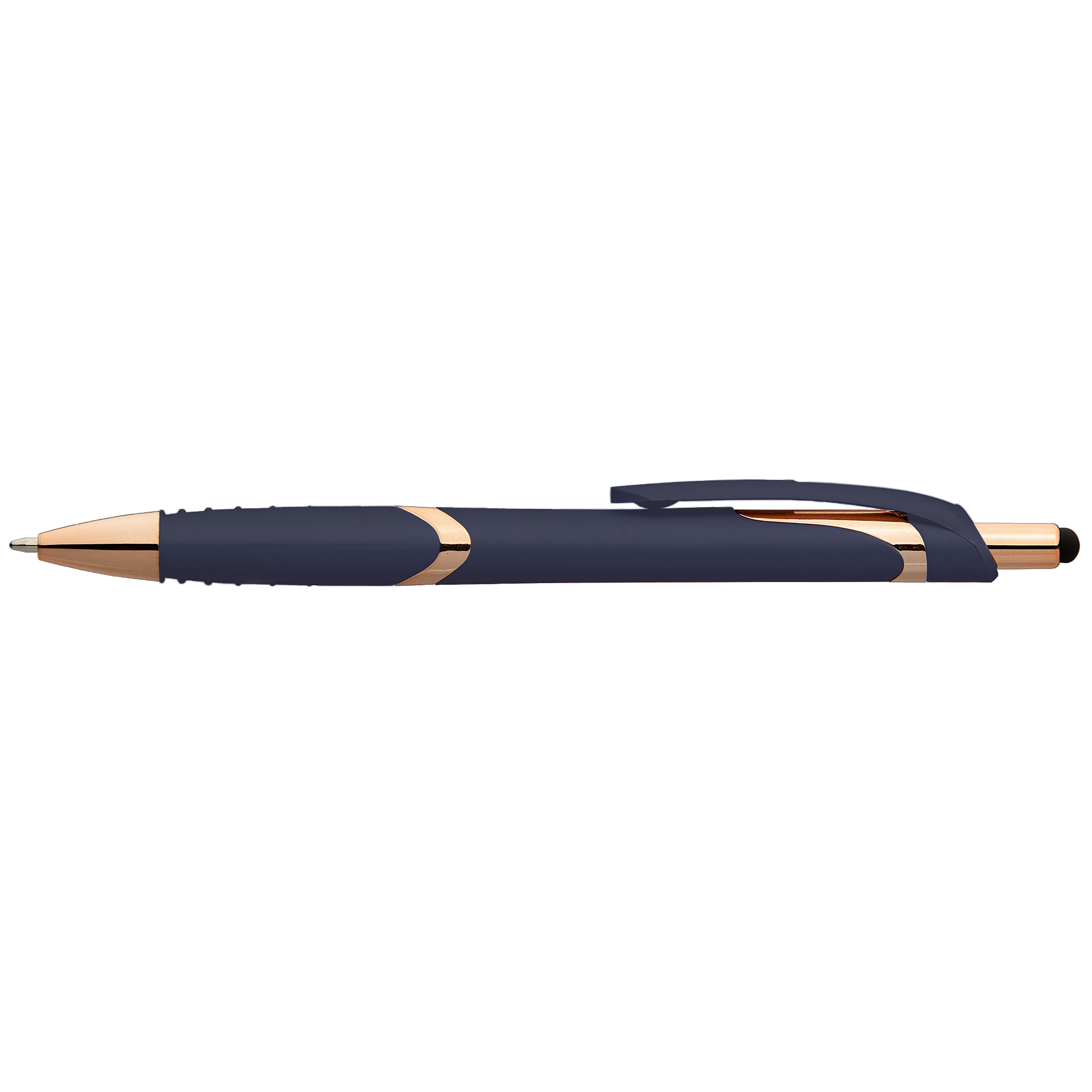 Joplin Softy Rose Gold with Stylus promotional pen in navy blue printed with your company logo