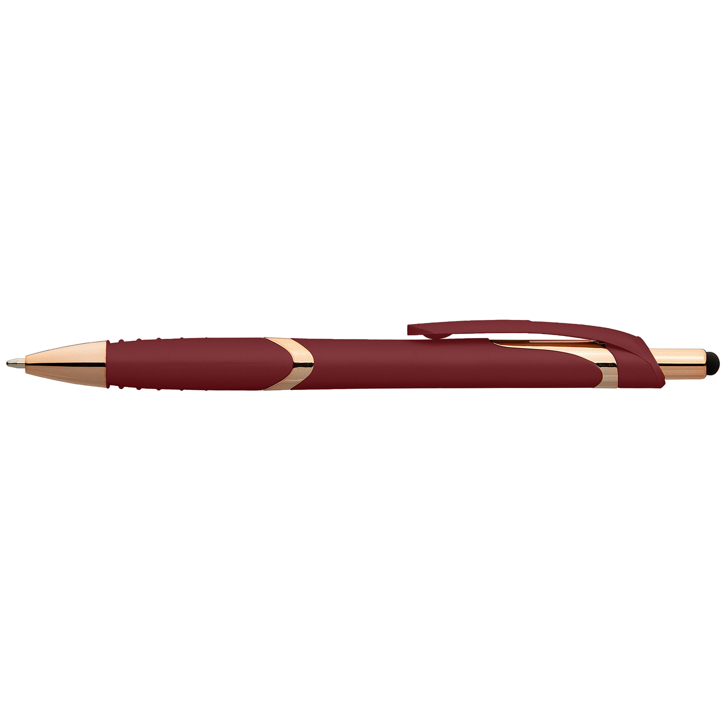 Joplin Softy Rose Gold with Stylus promotional pen in burgundy printed with your company logo