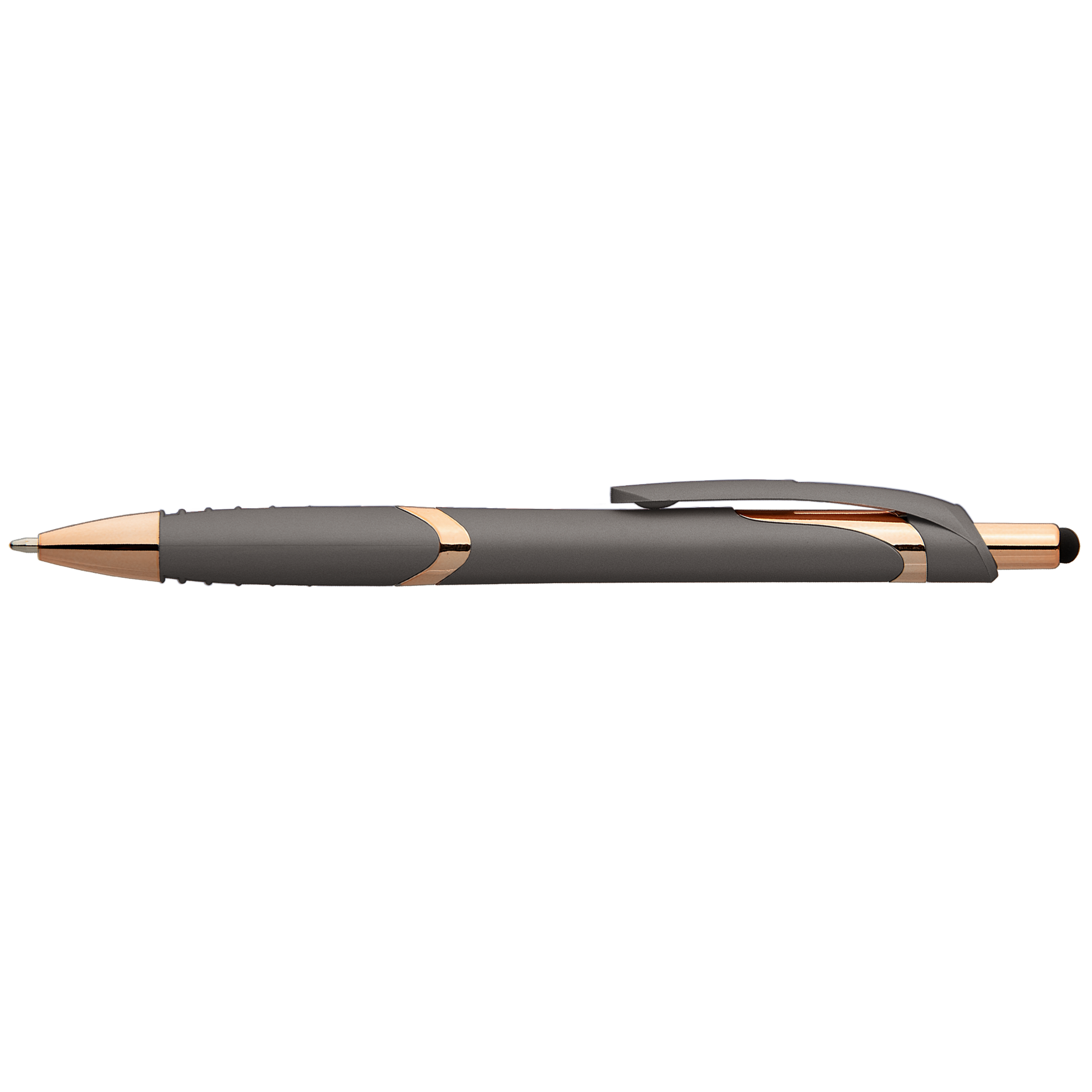 Joplin Softy Rose Gold with Stylus promotional pen in taupe printed with your company logo