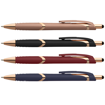Joplin Softy Rose Gold with Stylus promotional pen in assorted colours printed with your company logo
