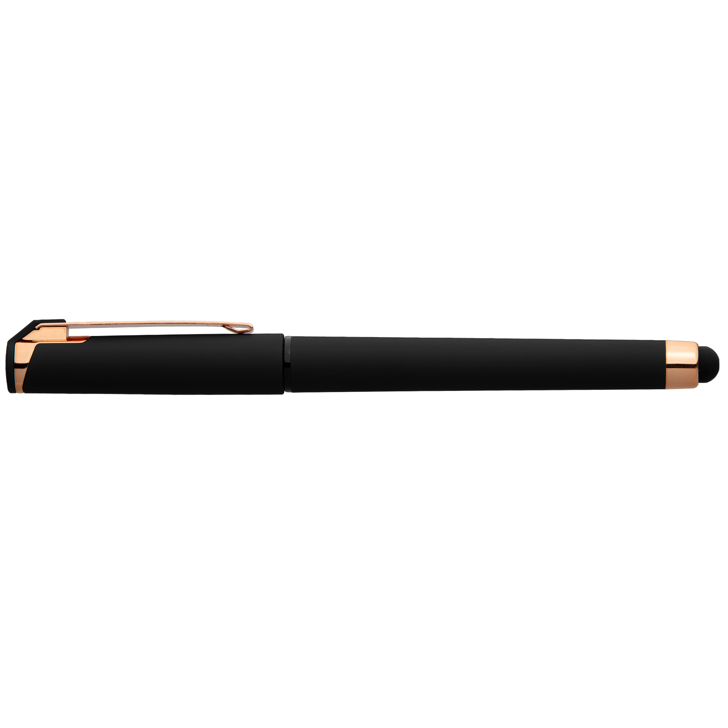 Islander Gel Softy Rose Gold with Stylus promotional pen in black printed with your company logo