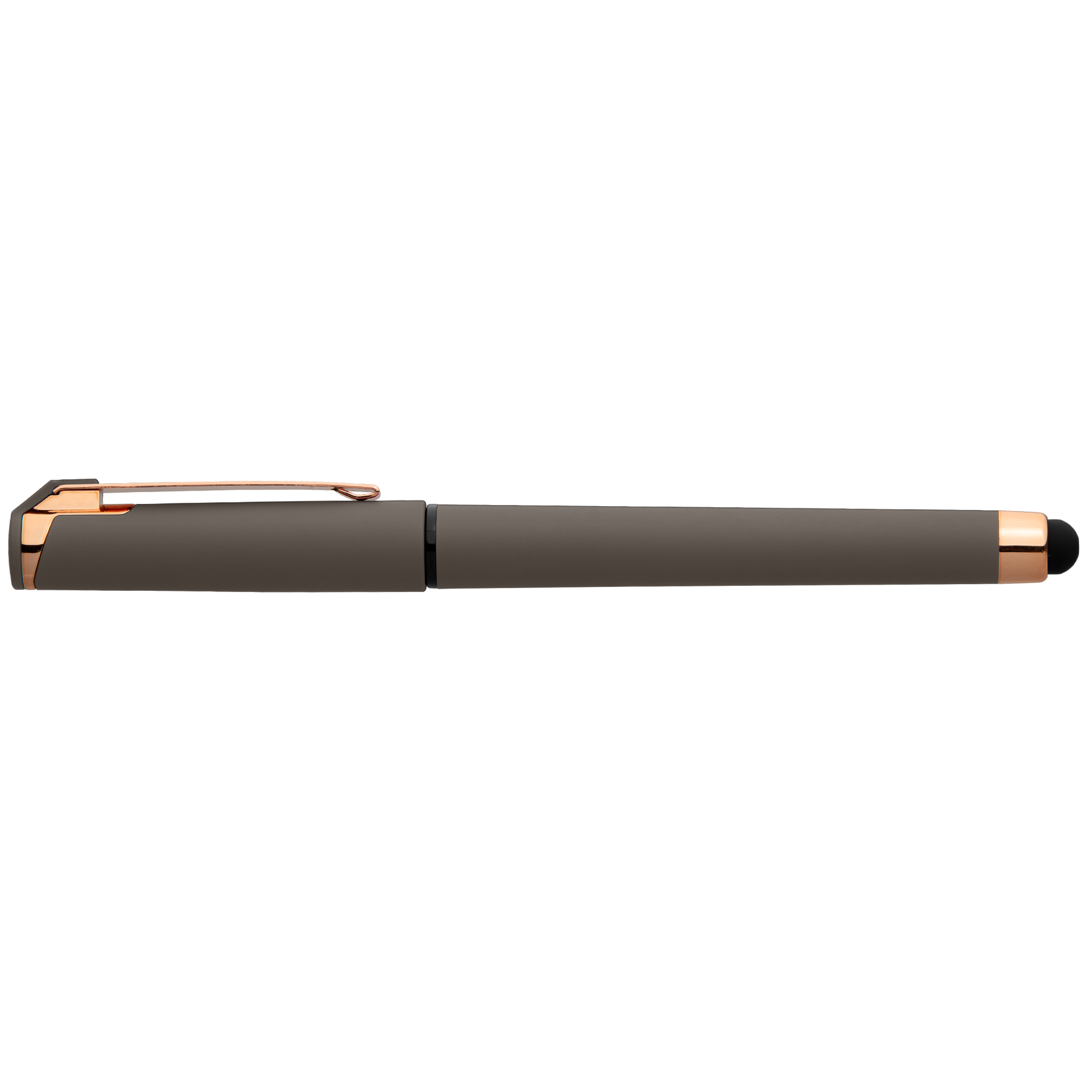 Islander Gel Softy Rose Gold with Stylus promotional pen in taupe printed with your company logo