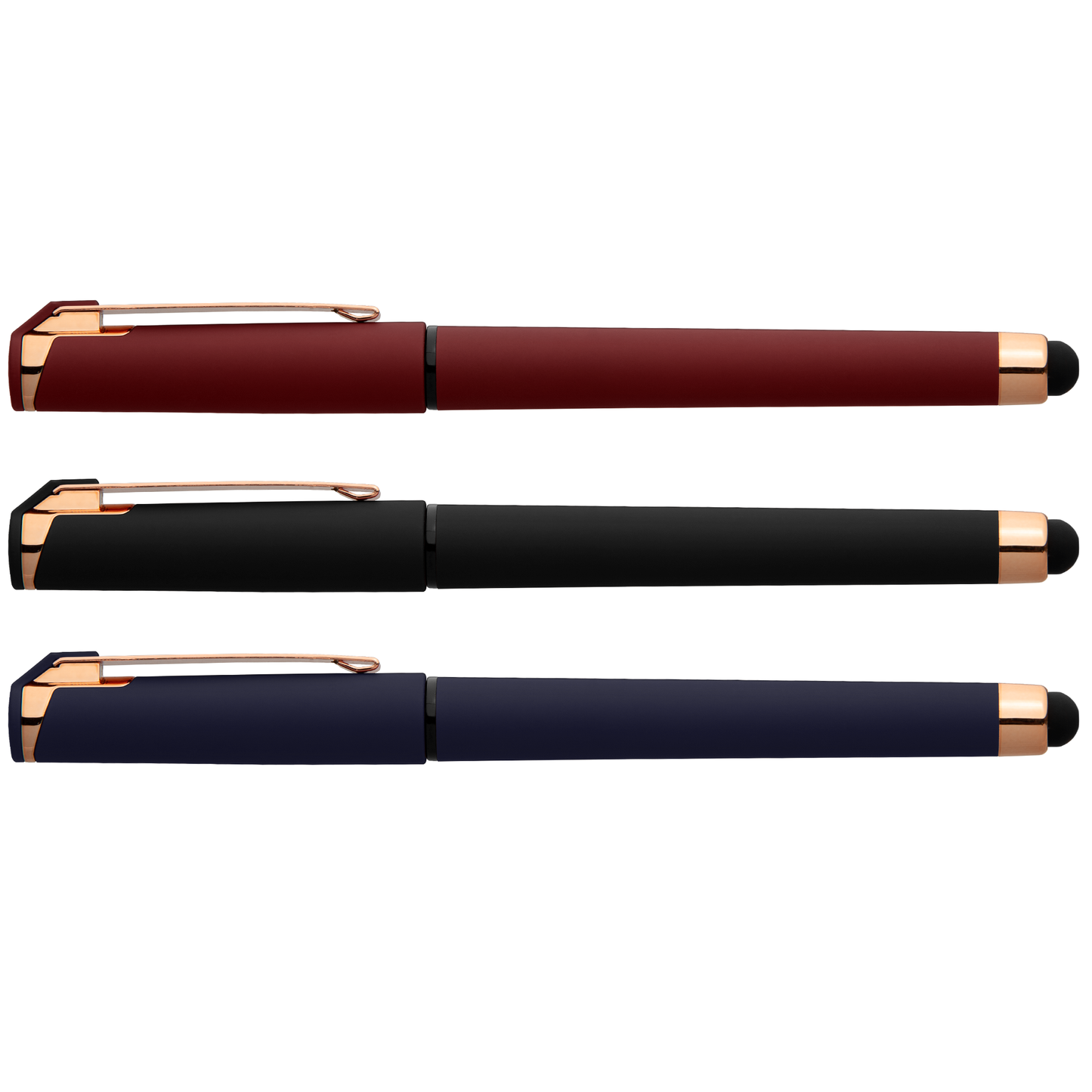 Islander Gel Softy Rose Gold with Stylus promotional pen in assorted colours printed with your company logo