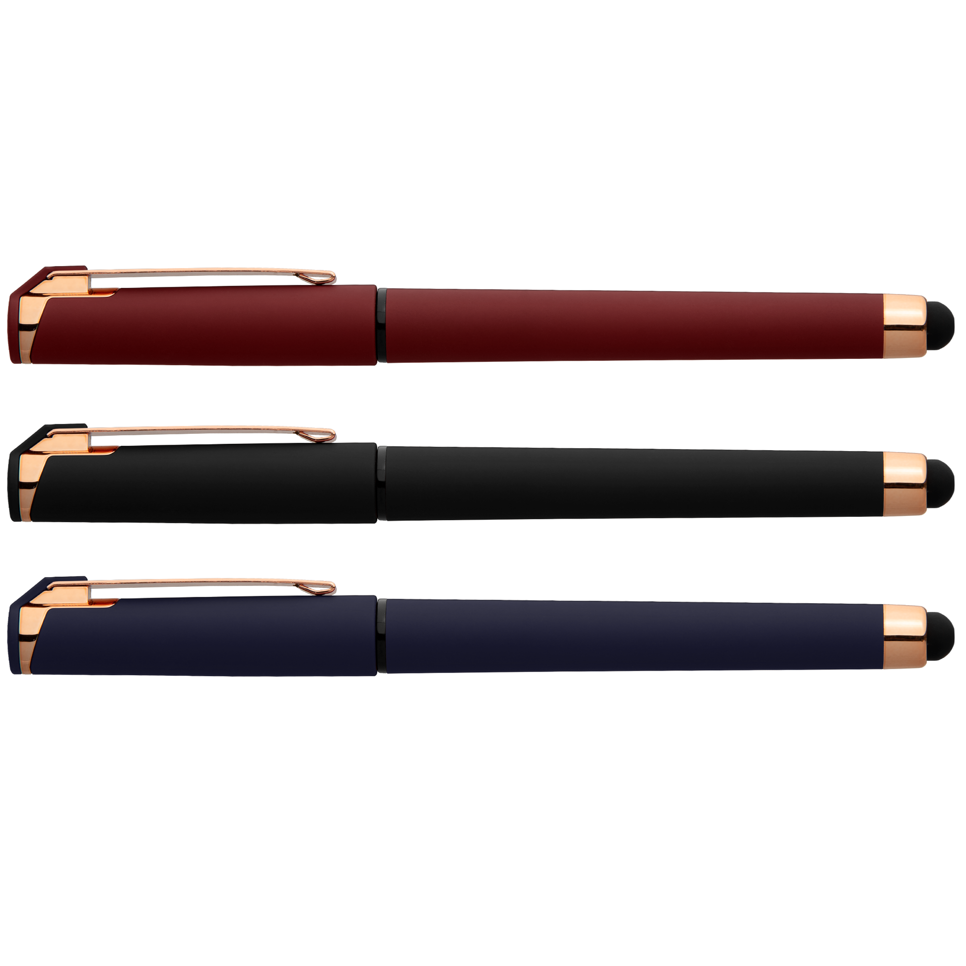 Islander Gel Softy Rose Gold with Stylus promotional pen in assorted colours printed with your company logo