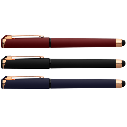 Islander Gel Softy Rose Gold with Stylus promotional pen in assorted colours printed with your company logo