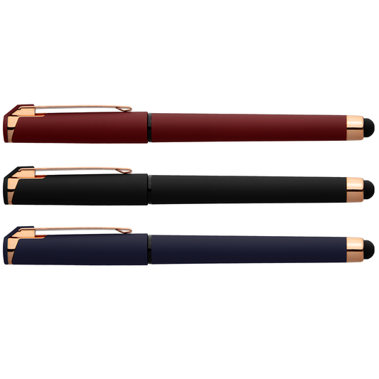 Islander Gel Softy Rose Gold with Stylus promotional pen in assorted colours printed with your company logo