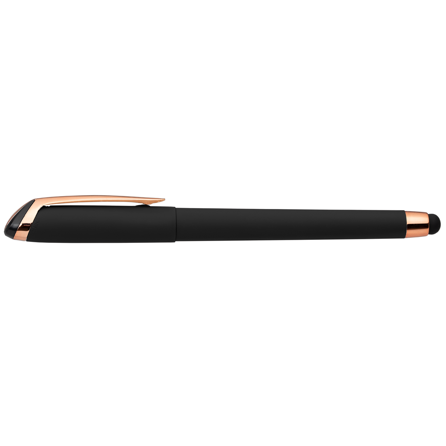Gazelle Gel Softy Rose Gold with Stylus promotional pen in black printed with your company logo