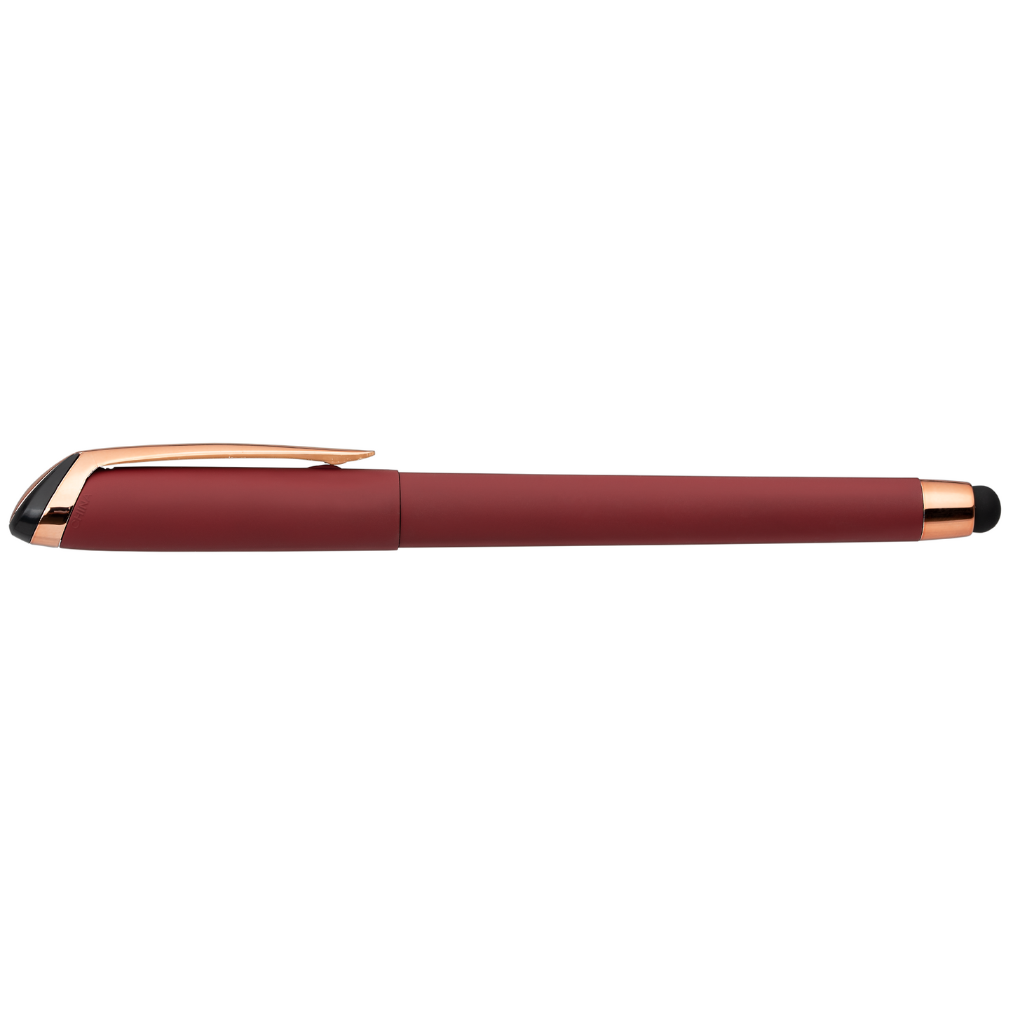 Gazelle Gel Softy Rose Gold with Stylus promotional pen in burgundy printed with your company logo