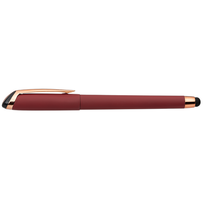 Gazelle Gel Softy Rose Gold with Stylus promotional pen in burgundy printed with your company logo