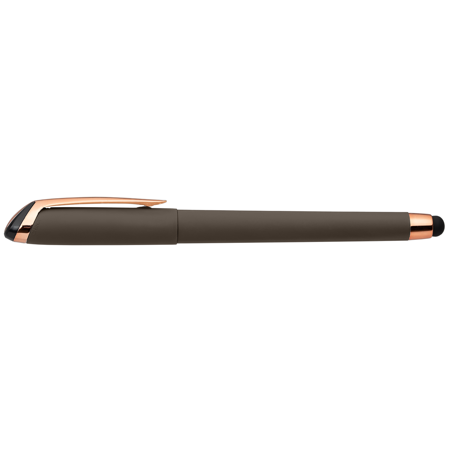 Gazelle Gel Softy Rose Gold with Stylus promotional pen in gunmetal printed with your company logo