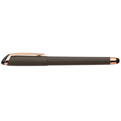 Gazelle Gel Softy Rose Gold with Stylus promotional pen in gunmetal printed with your company logo