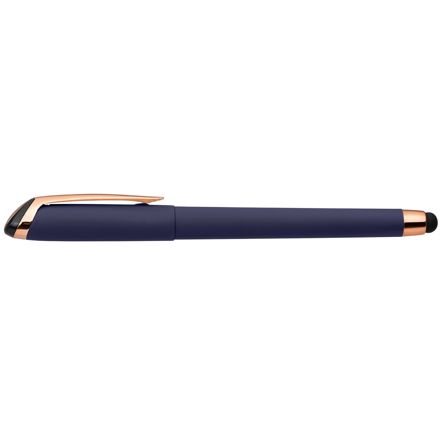 Gazelle Gel Softy Rose Gold with Stylus promotional pen in navy blue printed with your company logo