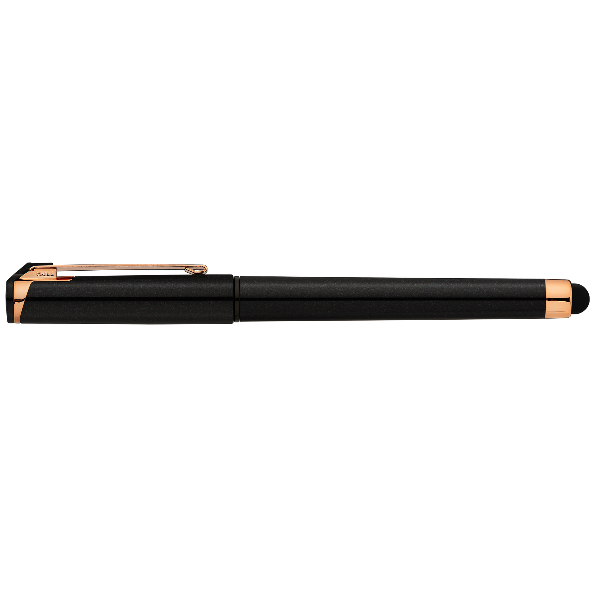 Islander Gel Pearl Rose Gold Stylus Pen promotional pen in black printed with your company logo